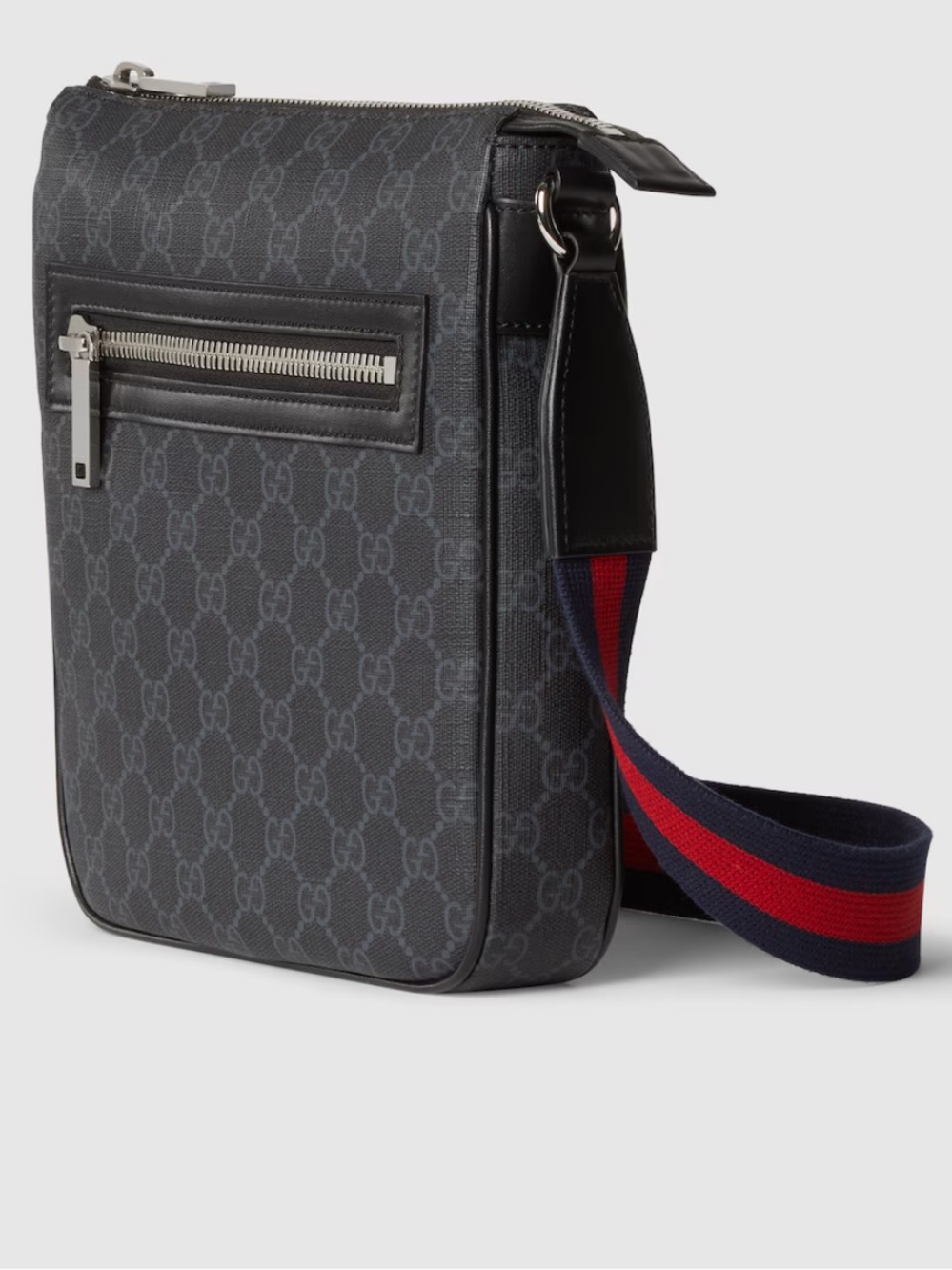 Gucci Black GG Supreme Messenger Bag with Web Stripe Strap - Picture 2 of 6